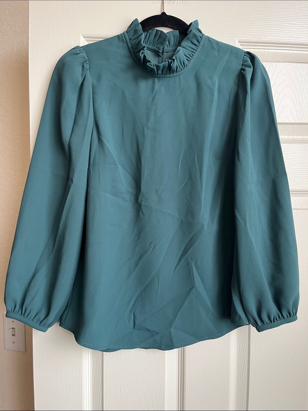 NWT J. Crew Green Ruffle-Neck Blouse